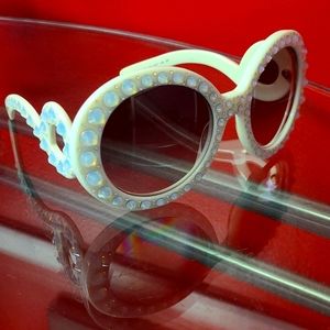 Prada White Circle Studded Sunglasses